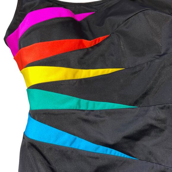 Longitude Rainbow Sunburst One Piece Swimsuit Tummy Control Shapewear - Picture 4 of 10